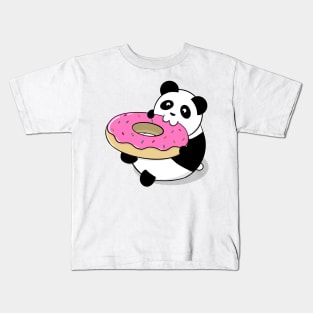 Cute Panda Eating A Donut Kids T-Shirt